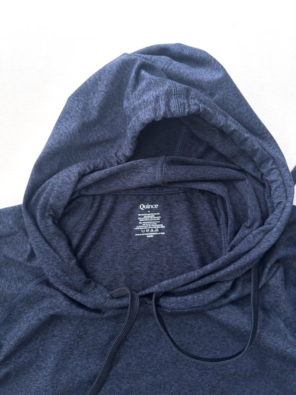 Quince Flowknit Pullover Hoodie Heather Navy Soft Performance Athleisure Size S - Picture 6 of 7